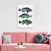Trio Blauer und Grüner Fisch Leinwanddruck (Insitu (Wohnzimmer))