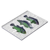 Trio Blauer und Grüner Fisch Notizblock (Linke Seite)