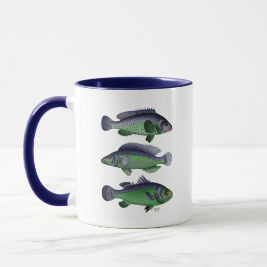 Trio Blauer und Grüner Fisch Tasse (Links)