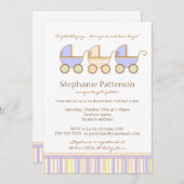 Trio Carriage Triplet Girl Boys Einladung (Vorne/Hinten)