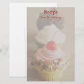 Trio Cherry Cupcake Recipe Stationery (Vorne/Hinten)