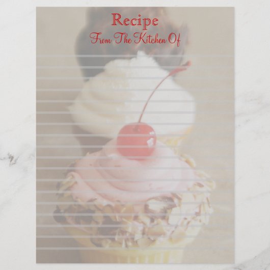 Trio Cherry Cupcakes Lined Recipe Letterhead (Vorderseite)
