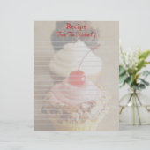 Trio Cherry Cupcakes Lined Recipe Letterhead (Stehend Vorderseite)