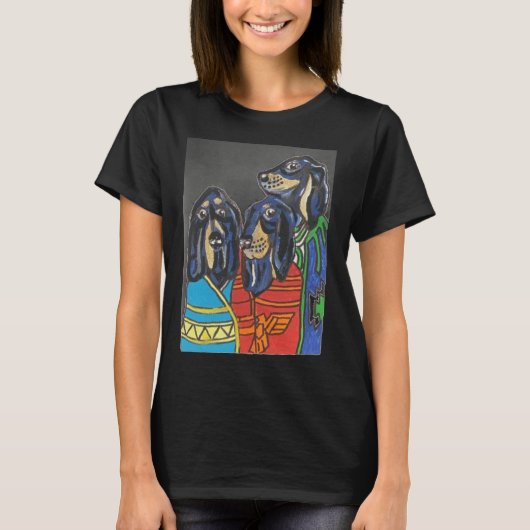 Trio Coon Dogs in Native American Blankets T-Shirt (Vorderseite)