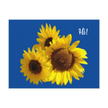 Trio Cut Out Sonnenblumen Foto auf Blue