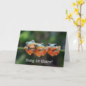 Trio der Baumfrösche - Hänge dort Postkarte (Gelbe Blume)