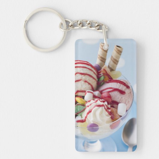 Trio der Eiscreme und des süßen Eiscremebechers Schlüsselanhänger (Vorderseite)