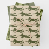 Trio der grünen Armee für Männer Geschenkpapier Set (Beispiel)