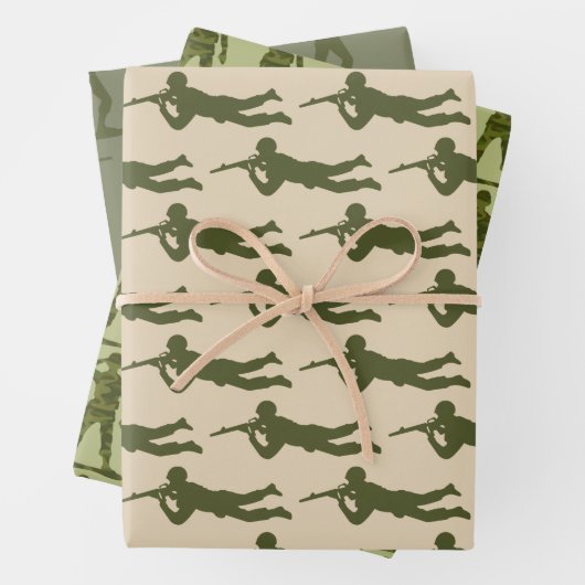 Trio der grünen Armee für Männer Geschenkpapier Set (Beispiel)
