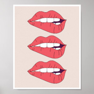 Trio des Bitens der roten Lippen Poster