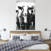 Trio des monochromen Portraits von Babyziegen Leinwanddruck (Insitu (Schlafzimmer))