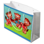 Trio-Druck für Kätzchen Große Geschenktüte (Rückseite Schrägansicht)