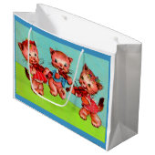 Trio-Druck für Kätzchen Große Geschenktüte (Vorderseite Schrägansicht)