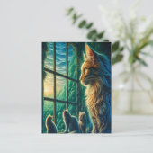 Trio im Fenster flüstern Postkarte (Stehend Vorderseite)