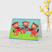 Trio kitten karte (Gelbe Blume)