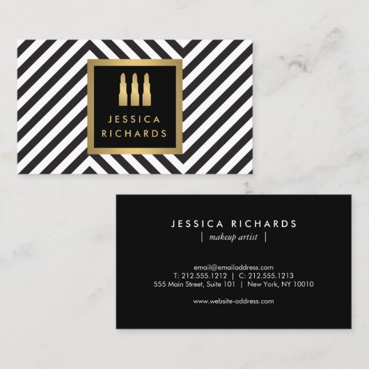 Trio-Logokombination Schwarz/Weiß-Muster Schönheit Visitenkarte (Vorne/Hinten)