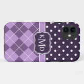 Trio Mit Monogramm Lila Raute Punkte Case-Mate iPhone Hülle (Rückseite (Horizontal))