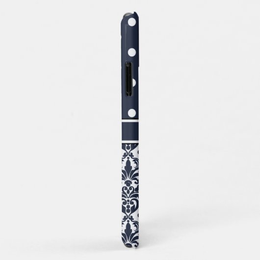 Trio Mit Monogramm Navy Damask Case-Mate iPhone Hülle (Hinten/Rechts)