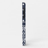 Trio Mit Monogramm Navy Damask Case-Mate iPhone Hülle (Hinten/Links)