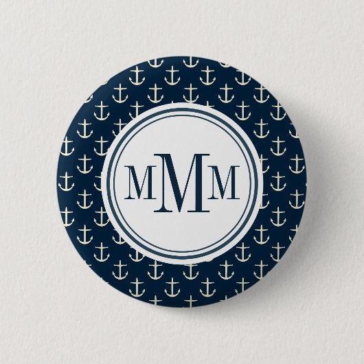 Trio Monogram Anchor Muster Button (Vorderseite)