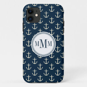 Trio Monogram Anchor Muster iPhone 11 Hülle