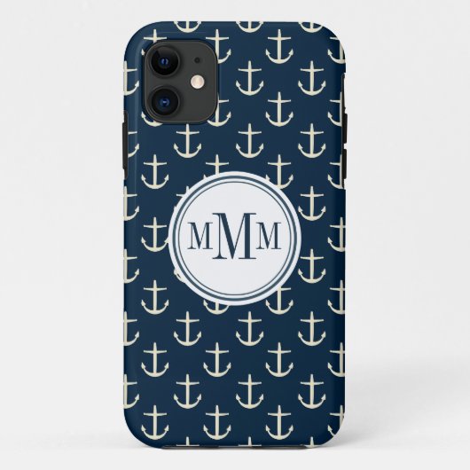Trio Monogram Anchor Muster Case-Mate iPhone Hülle (Rückseite)