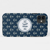 Trio Monogram Anchor Muster Case-Mate iPhone Hülle (Rückseite (Horizontal))