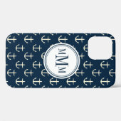 Trio Monogram Anchor Muster Case-Mate iPhone Hülle (Rückseite (Horizontal))