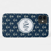 Trio Monogram Anchor Muster Case-Mate iPhone Hülle (Rückseite (Horizontal))