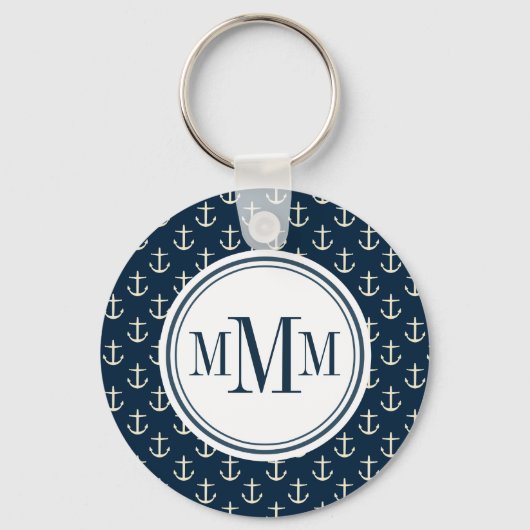 Trio Monogram Anchor Muster Schlüsselanhänger (Vorderseite)