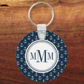 Trio Monogram Anchor Muster Schlüsselanhänger (Vorderseite)