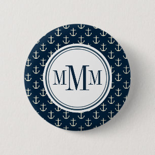 Trio Monogram Anchor Pattern Button