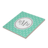 Trio Monogram Minze White Anchor Muster Fliese (Seite)