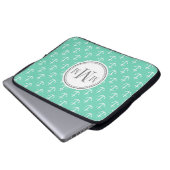 Trio Monogram Minze White Anchor Muster Laptopschutzhülle (Vorne Knopf)