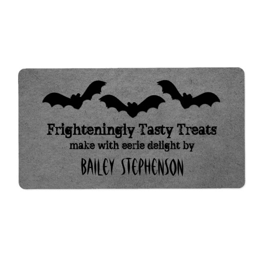 Trio of Bats Halloween Baking Labels, grau (Vorne)