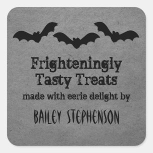 Trio of Bats Halloween Baking Stickers, grau Quadratischer Aufkleber