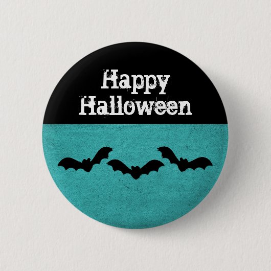 Trio of Bats Halloween Button, Aquamarin Button (Vorderseite)