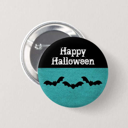 Trio of Bats Halloween Button, Aquamarin Button (Vorne & Hinten)