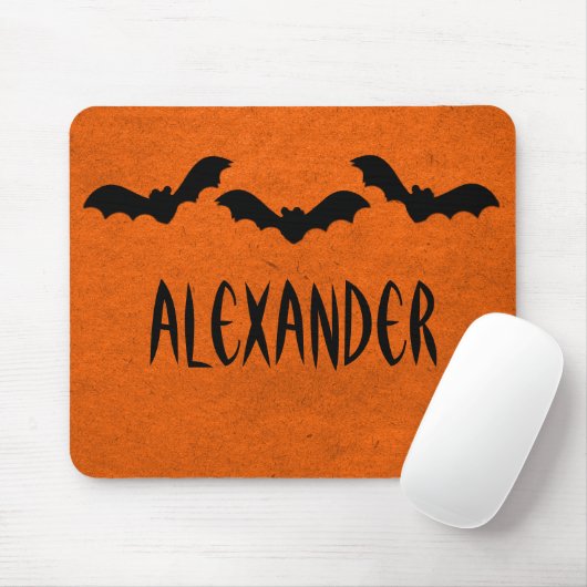 Trio of Bats Halloween Mousepad, Orange Mousepad (Mit Mouse)