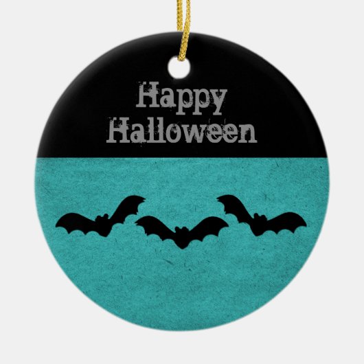 Trio of Bats Halloween Ornament, Aquamarin Keramikornament (Vorne)