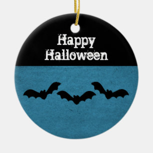 Trio of Bats Halloween Ornament, Dunkelblau Keramikornament