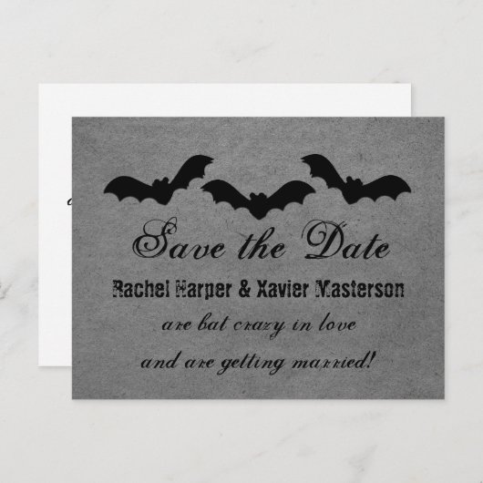 Trio of Bats Halloween Save the Date Postkarte (Vorne/Hinten)