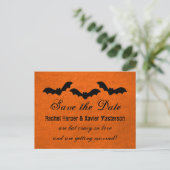 Trio of Bats Halloween Save the Date Postkarte (Stehend Vorderseite)