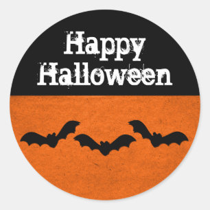 Trio of Bats Halloween Stickers, Orange Runder Aufkleber