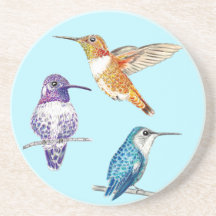 Trio of Bright Hummingbirds, Costas, Rufous