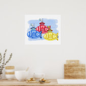 Trio of Crayon Colored Subs Poster (Küche)