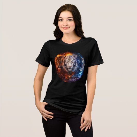Trio of Elemental Tigers – Fire, Ice & Spirit Tri-Blend Shirt (Vorderseite voll)