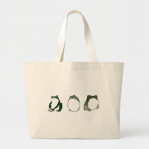 Trio of Grumpy Japanese Frogs Toads 19. Jahrhunder Jumbo Stoffbeutel