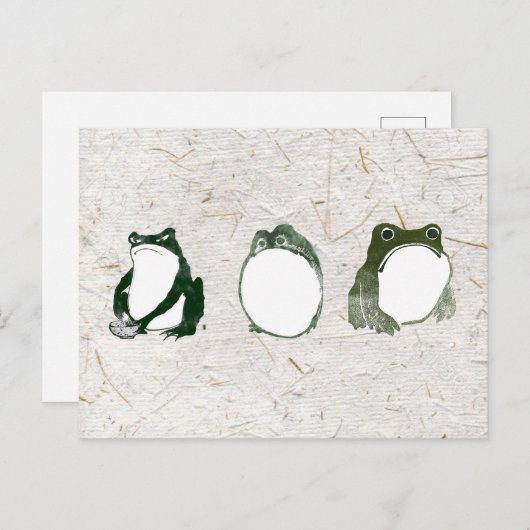 Trio of Grumpy Japanese Frogs Toads 19. Jahrhunder Postkarte (Vorne/Hinten)