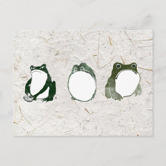 Trio of Grumpy Japanese Frogs Toads 19. Jahrhunder Postkarte (Vorderseite)